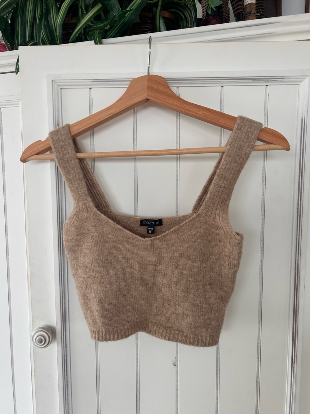 Dynamite Taupe Knit Cropped Tank